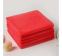 Lingettes de nettoyage en microfibre réutilisables super douces à séchage rapide pour la cuisine, la voiture, la moto et les fenêtres (rouge, 30 x 30 cm)