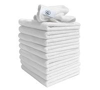 Lingettes De Nettoyage En Microfibre Weddecor - Lot De 10 Blanches 40x40cm | Chiffons Ultra Doux Et Réutilisables Pour Cuisine Et Voiture | Lingettes Absorbantes Multi-Usages Sans Traces