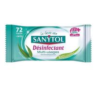 Lingettes désinfectantes - SANYTOL - Lot de 10 - Paquet de 72 - Hypoallergéniques - Testées en hygiène