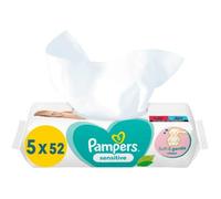 Lingettes humides - Pampers - Sensitive - Lot de 5 x 52 - Hypoallergénique - Testé dermatologiquement