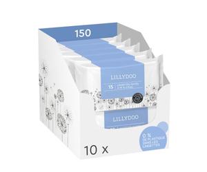 Lingettes LILLYDOO pour Bébé faites à 99% d'Eau, Lot de 10 x 15 (150 pcs)