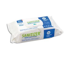 Lingettes nettoyantes désinfectantes mains et surfaces Sanitizer - Paquet de 80
