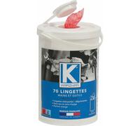 Lingettes nettoyantes mains 310x270mm - pot distributeur de 70 lingettes KARZHAN - 57555