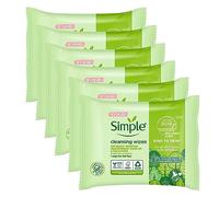 Lingettes nettoyantes pour le visage Simple Kind to Skin démaquillent et éliminent les impuretés, 25 lingettes pour le visage, (lot de 6 x 25)