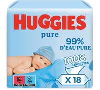 Lingettes pour Bébé - HUGGIES - Huggies Pure - 99% d'Eau - Hypoallergéniques - Sans Parfum