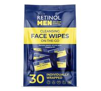 Lingettes rétinol pour hommes, emballées individuellement idéales au travail, à la salle de sport et en déplacement. Grandes lingettes pour visage et corps, avec eau micellaire et vitamines A, C, E.