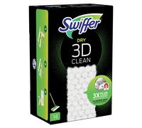 Swiffer Balai Attrape-Poussière 3D Clean Recharges Lingettes Sèches, 14 Lingettes Nettoyantes, Attrape et Retient la Poussière