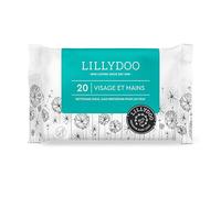 Lingettes visage et mains LILLYDOO, 20 pièces, tissu 100% sans plastique et sans parfum