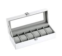 LINGFANSTORE Boîte à Montres avec 6 emplacements, Ecrin pour Montres pour 6 Montres, Présentoirmontres avec Couvercle en Verre, Doublure en Velours, 30 x 11,5 x 8 cm(Weiß-W04W)