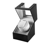 LINGFANSTORE Boîte de Remontoir Automatique de Luxe avec Moteur Mabuchi Silencieux, Fonctionne avec Piles ou Bloc d'alimentation en Cuir synthétique