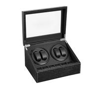 LINGFANSTORE Remontoir Automatique pour Montre Boîtier de Montre en Cuir synthétique avec Moteur Silencieux Fonctionne sur Piles ou Bloc d'alimentation pour Montres automatiques(Muster der Krokodile)
