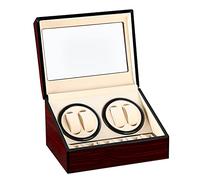 LINGFANSTORE Remontoir Automatique pour Montre Boîtier de Montre en Cuir synthétique avec Moteur Silencieux Fonctionne sur Piles ou Bloc d'alimentation pour Montres automatiques(Korn aus Sandelholz)