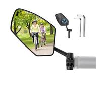 LINGHUANG Retroviseur Velo Gauche avec Extra Large en Verre, Rétroviseur Bicyclette Rotatif 360° pour Bécane, Retroviseur Vélo Pliable, Rétroviseur Trottinette électrique, Réglable Guidon Monté