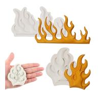 LINGJIA 2 Pièces Pochoir Dentelle Gâteau DIY, Moule à Fondant Flamme, Moule à Fondant pour Gâteau en Silicone, Forme Flamme, Décoration 3D Flamme, Moule à Chocolat Non Adhérent, pour Artisanat
