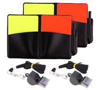 LINGJIA 4 Pièces Football Accessoire, Sifflets D'arbitre, Kit D'arbitre, Carte D'arbitre, Porte Carte de Football, Accessoires de Sport, Équipement D'arbitre pour Les Matchs de Football