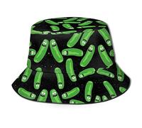 LINGJIE Pickle Rick Bucket Hat Reversible Fisherman Hat Travel Bucket Beach Sun Hat Outdoor Cap Black