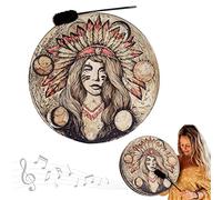 LINGJIONG Tambour à main Shaman - Tambour chamanique spirituel avec cadre - Cadeau spirituel pour les amateurs de méditation et de yoga