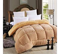 LINGKY Édredon en Velours d'agneau, Remplissage à 100% en Microfibre avec Poids De Remplissage 3000g, Respirant Et Doux pour La Peau (Chameau,220x240cm 4.0kg)
