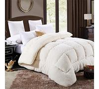 LINGKY Édredon en Velours d'agneau, Remplissage à 100% en Microfibre avec Poids De Remplissage 3000g, Respirant Et Doux pour La Peau (Blanc crémeux,220x240cm 4.0kg)