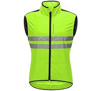 LINGKY Gilet De Cyclisme sans Manches en Maille Arrière pour Hommes, Veste Entièrement Respirante, Poches Arrière Entièrement Zippées Veste De Course/VTT Réfléchissante Légère