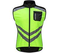 LINGKY Gilet De Cyclisme sans Manches en Maille Arrière pour Hommes, Veste Entièrement Respirante, Poches Arrière Entièrement Zippées Veste De Course/VTT Réfléchissante Légère