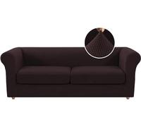 LINGKY Housse Canapé 2 Places Housses de Canapé Chesterfield Extensible avec Housse Coussin Canapé, Spandex Jacquard Housse Canape, Protection Canapé Antidérapante (Marron,Grand 2 Places)