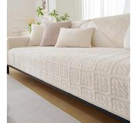 LINGKY Housse de Canapé 1/2/3/4 Places en Forme de L d'angle, Housse de Coussin de Canapé, Universelle Protege Canape, Protection Canapé, Couvre Canapé Antidérapante (Beige,90x180cm)