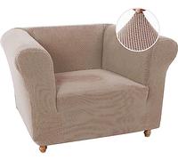 LINGKY Housse de Canapé Chesterfield Extensible 3 Place Couverture Canapé avec Accoudoirs Spandex Jacquard Couvre Canapé Elastique Lavable Revêtement de Canapé (Sand,1 Place)