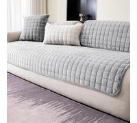 LINGKY Housse de Canapé en Flanelle - Housse de Coussin de Canapé, Housse Canapé d'angle 1/2/3/4 Places pour Canapé Sectionnel, Housse de Canapé en Forme de L (Gris Clair,110x240cm)