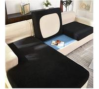 LINGKY Housse de Coussin de Canapé, Housses de Siège de Canapé, Housse Coussin D'assise Extensible pour Canapé Sectionnel en Forme de L, Housse de Coussin Jacquard Spandex (Noir,Grand 3 Places)