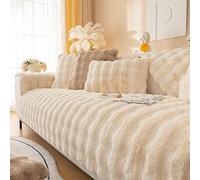 LINGKY Housses de Canape/Couvre Canape d'angle 4/3/2/1 Places Couverture de Canapé en Forme de L avec Accoudoirs Revetement de canape Antidérapant Protecteur (Beige,90x90cm)