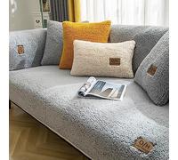 LINGKY Housse de canapé en polaire Sherpa douce et antidérapante 1, 2 ou 3 places - Pour canapé sectionnel - Protection de meubles en forme de L (Gris, 90 x 120 cm)