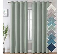 LINGKY Lot de 2 Rideau Occultant Thermique Anti Froid Complet à Oeillets Rideaux Salon Design Moderne Effet Lin Rideaux Cuisine Décoration de Fenêtre (Vert Sauge,2X 132x240 cm)