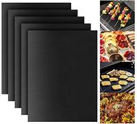 LINGLAN Lot de 5 Tapis de Cuisson réutilisable Anti-adhésifs pour Barbecue d'extérieur - Fonctionne sur Le gaz, Le Charbon de Bois, Le Barbecue électrique et Plus Encore - 40 x 33 cm