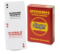 Lingo Cartes à jouer espagnoles dans une boîte en étain Wayfarer | Cartes de voyage | Apprenez le vocabulaire espagnol de manière amusante et facile | 52 traductions essentielles