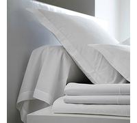Lingorama Taie Oreiller Unie Coton Percale 80 Fils 65X65 Blanc