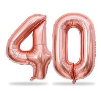 Lingqiang Grands ballons d'anniversaire en forme de chiffre 40 en feuille mylar pour femmes - pour 40e anniversaire de mariage - ballons or rose