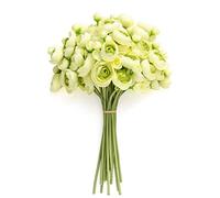 Ling's moment Fleur Artificielle de renoncule, Mini renoncules en Soie synthétique pour Bouquet DIY, Fausses Fleurs de Mariage en Vrac pour centres de Table, décorations de fête prénuptiale, Vert