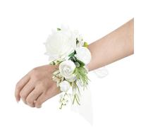 Ling's Moment Lot de 2 corsage de poignet blanc Lily of The Valley pour cérémonie de mariage pour demoiselle d'honneur, mère, grand-mère, pour fête prénuptiale, mariage, fleur, bal de fin d'année