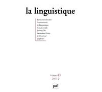 Linguistique 2007, vol. 43 (2) - Collectif - Puf - broché - Revue