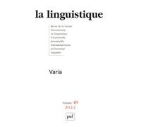 Linguistique 2012, vol. 48 (2) Varia - Collectif - Puf - broché - Revue