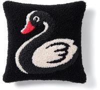 LingxiCreati Kit Coussin Au Point Noué,swan 43X43Cm | Kit de Housse de Coussin à Crochet Loquet, Kit Bricolage DIY pour Débutants et Adultes, Décoration Intérieure