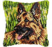LingxiCreati Loquet Crochet Kit Complet Housse de Coussin Wolf In The Field | Taie d'oreiller de Coussins Kits de Crochet pour Enfants Adultes Décoration Intérieure,43x43cm