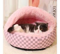 LINGXIYA Paniers pour Chat Douillet Moelleux, Lit pour Chat avec Base Antidérapante, Lit pour Chat en Forme de Coquillage pour Chiens et Chats de Tout âge (Rose,M-50cm)