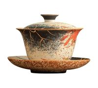 LingXuanGe Flamboyant Koi Fish Master Théière Gaiwan Kungfu Chinois Tasse à thé en porcelaine faite à la main Service à thé chinois traditionnel pour cérémonie du thé (poisson koi flamboyant gaiwan)