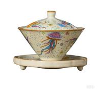 LingXuanGe Jellyfish Master Théière Gaiwan Chinois Kungfu Ensemble de tasses à thé en céramique faite à la main en porcelaine chinoise Service à thé traditionnel pour cérémonie de thé (Jellyfish