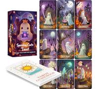 LINGYILY Jeu de tarot effrayant et mignon, 78 cartes de tarot pour débutants avec guide (français non garanti), cartes d'oracle sorcières, finition brillante de qualité supérieure, 400 g/m², cadeau de