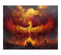 Lingzeer Diy 5D Peintur Diamant Broderie Kits Complète Fire Phoenix 40x50cm Round Drill Cristal Strass Point De Croix Full Diamond Painting Arts Craft Pour Salon Chambre Décor Autocollant Mural Q2408