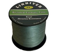 Linhiver Ligne de pêche tressée, Forte résistance, Grande résistance à l'usure, diamètre Mince, Pas d'étirement, Faible mémoire, Haute sensibilité (500m, 20lb, 4 brins)