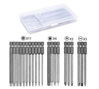 Linhon Embouts de Tournevis 21 Pièces, Embout de Vissage Magnetique 100mm Long, Torx T6-T40, Hexagonal 3mm-6mm, Phillips PH2, Plats 4mm-6mm, 1/4" Hex Tige, Acier S2